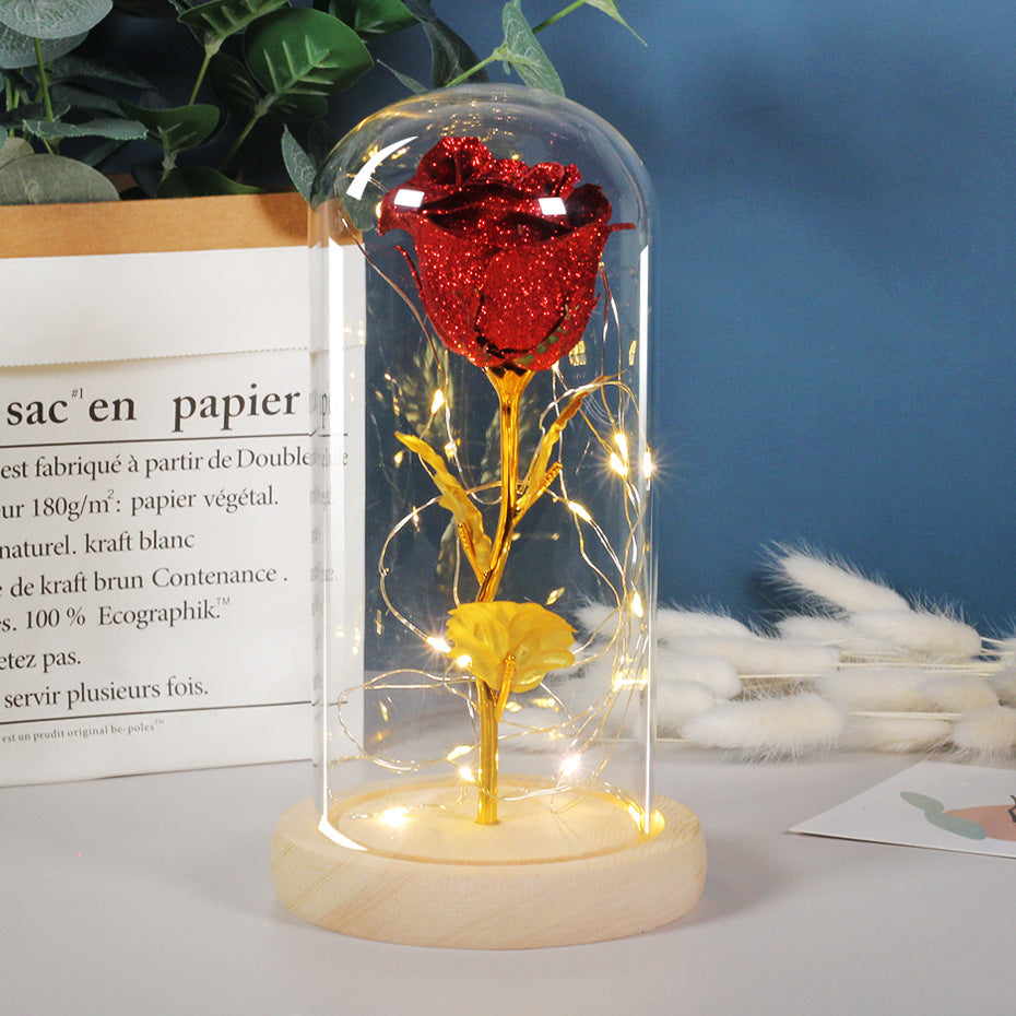 Valentines Day Gift  For Girlfriend Eternal Rose Flowers LED Light In Glass