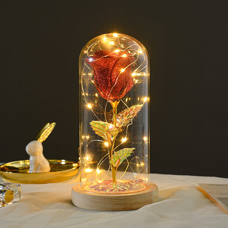 Valentines Day Gift  For Girlfriend Eternal Rose Flowers LED Light In Glass