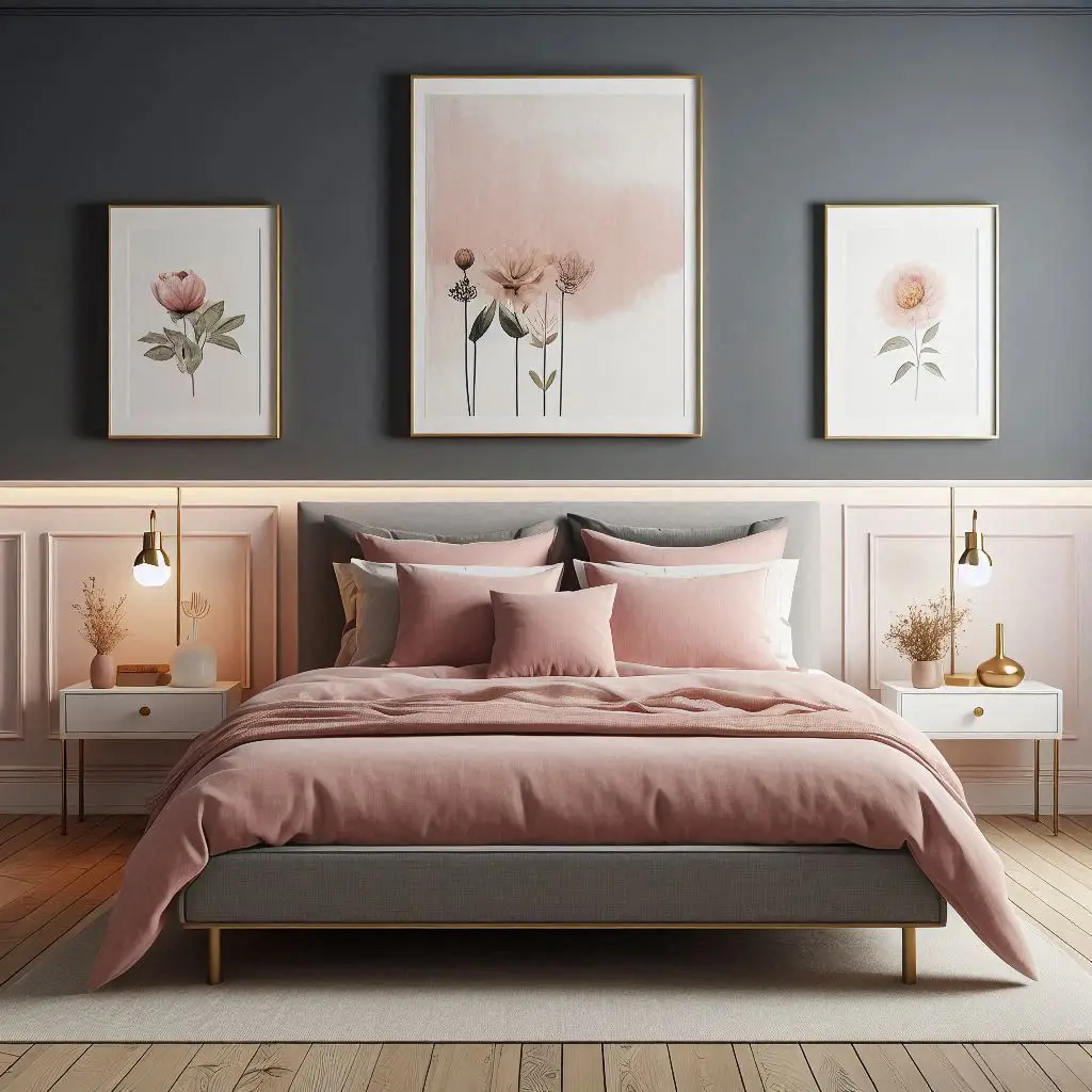 Grey Accent Wall Behind the Bed