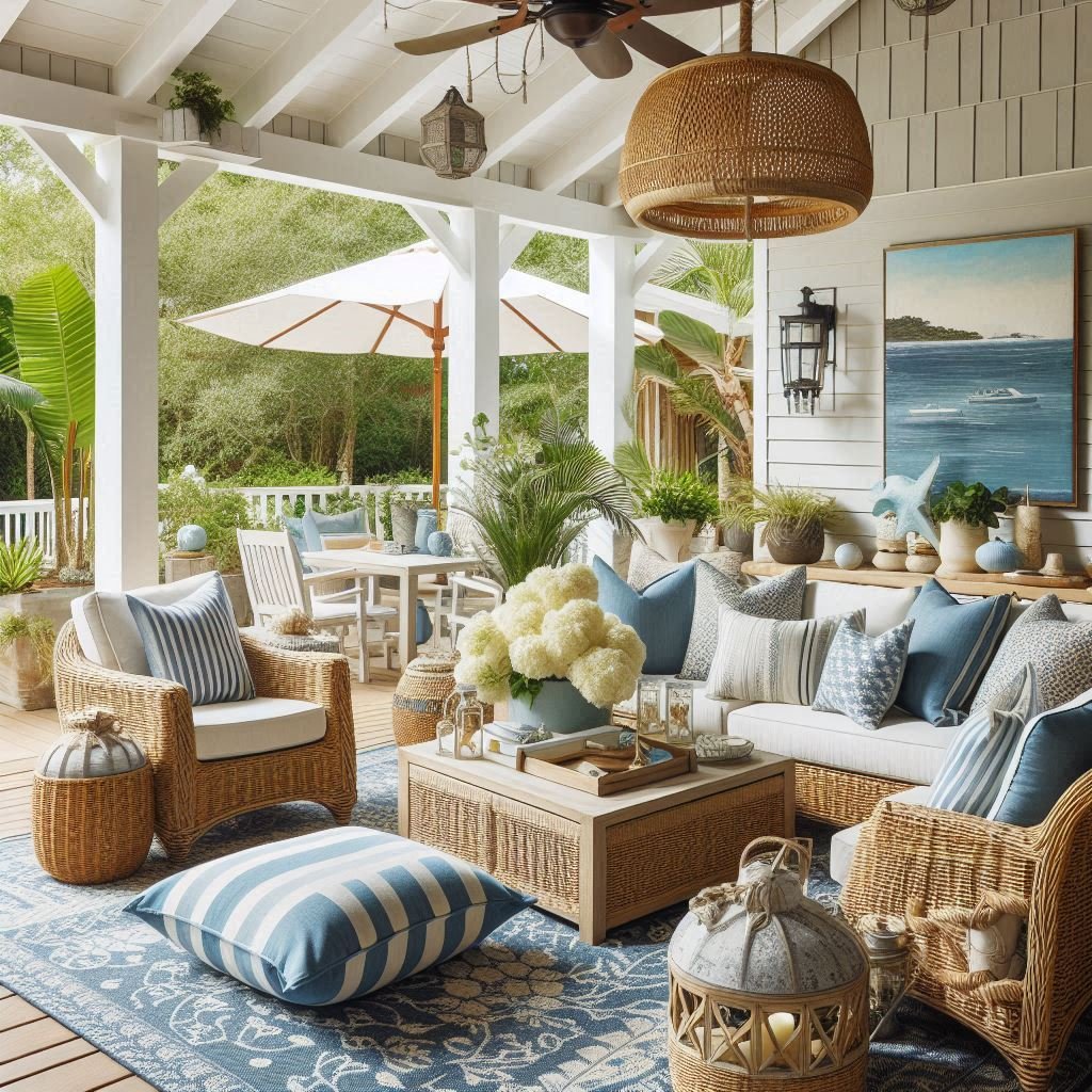 Coastal Vibes with White and Blue Accents patio