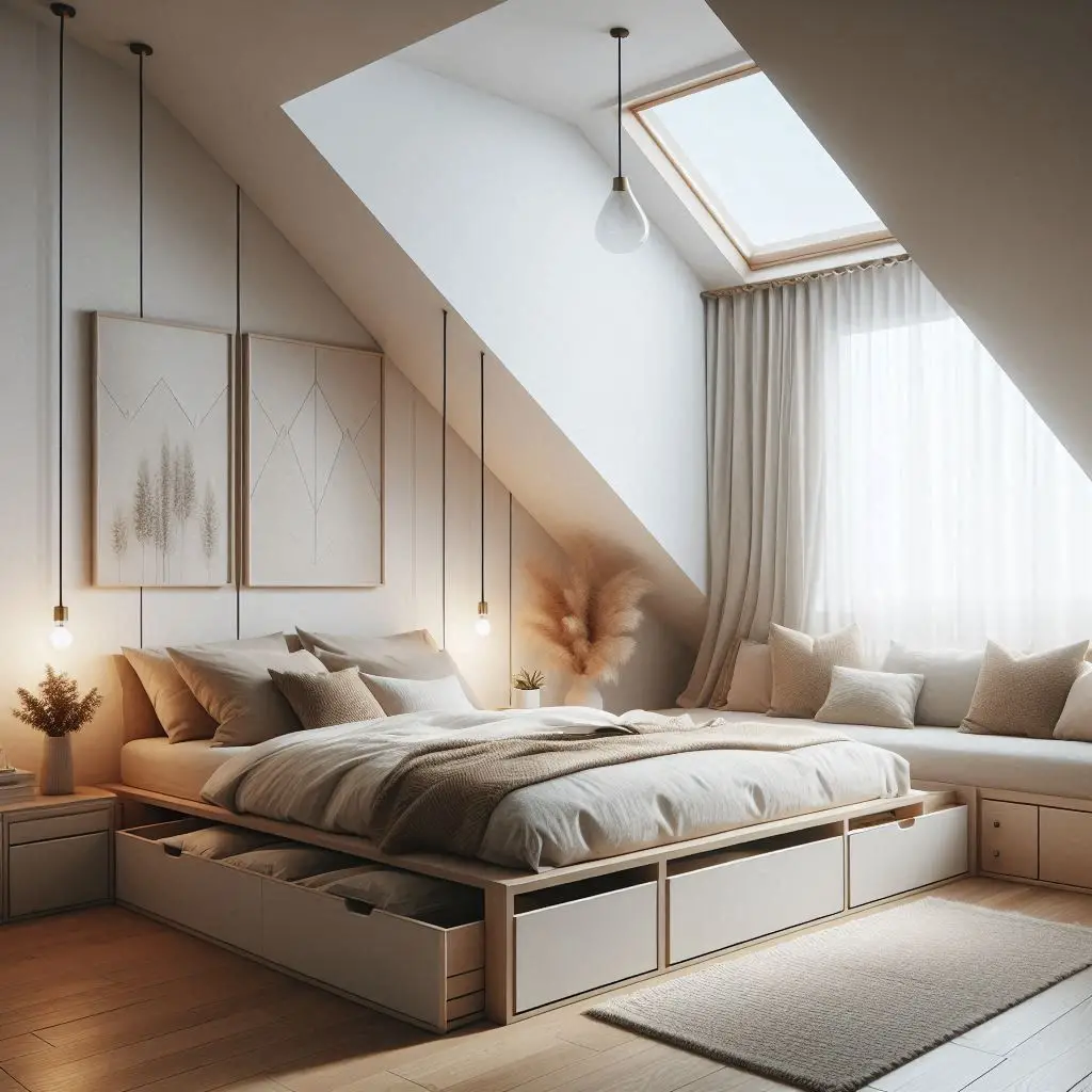 Attic Bed With Hidden Under-Bed Drawers