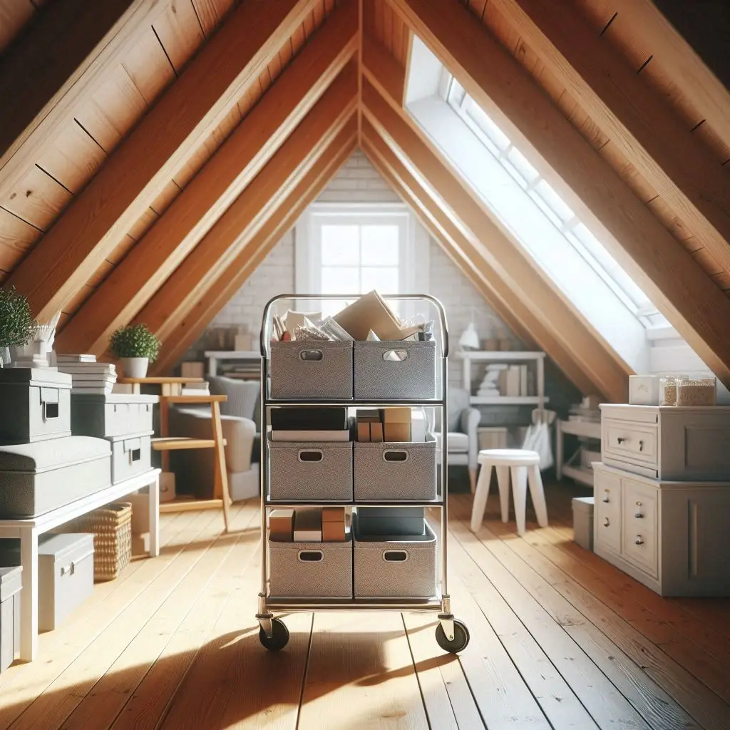 ???? Pin Title: Rolling Carts for Flexible Attic Storage Solutions
