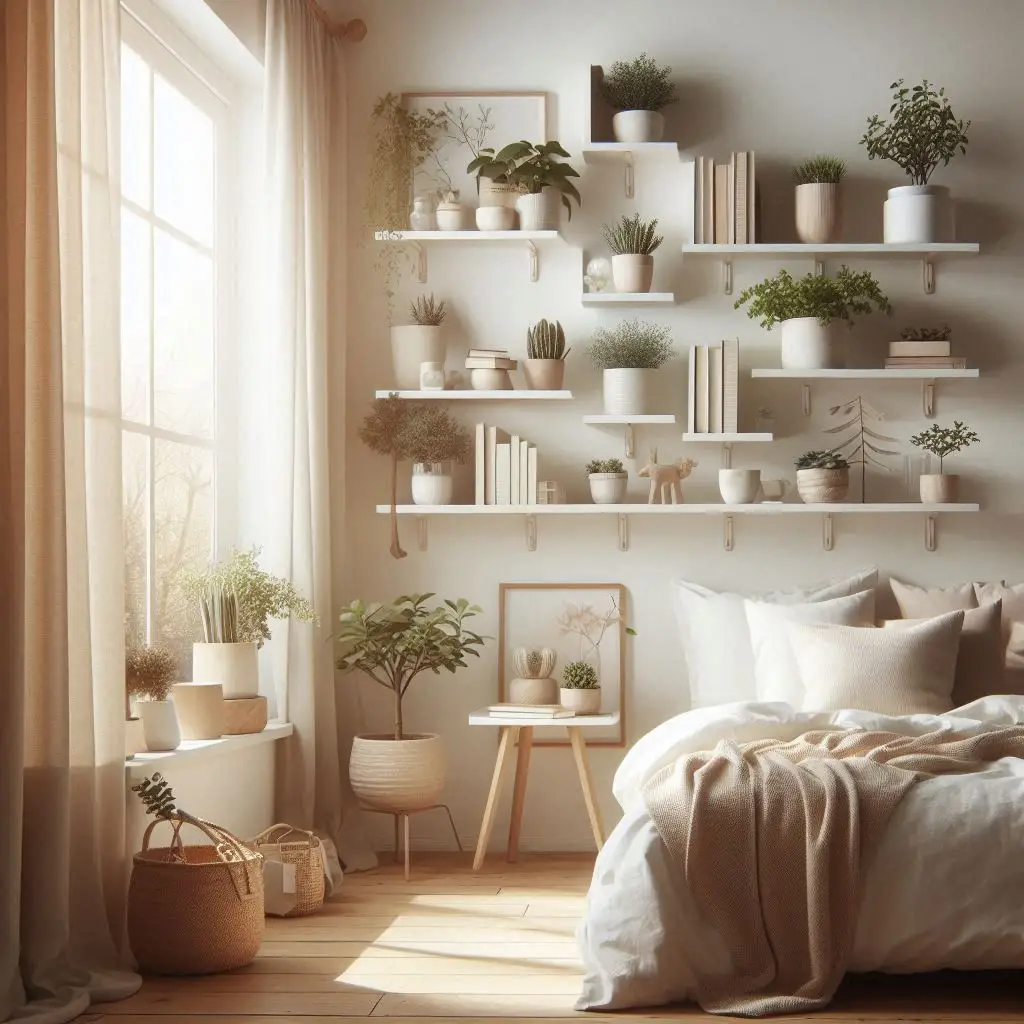 Floating Shelves with Greenery