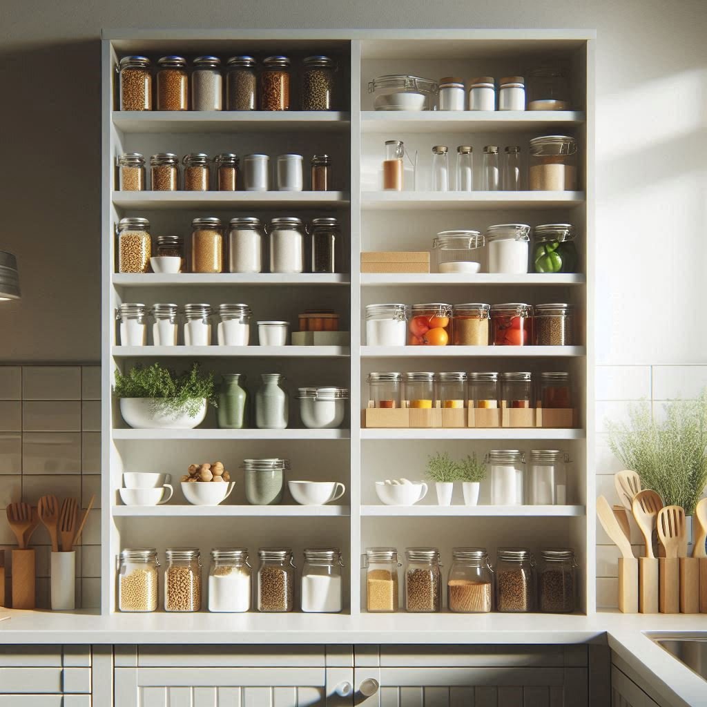 Use Tiered Shelf Risers kitchen