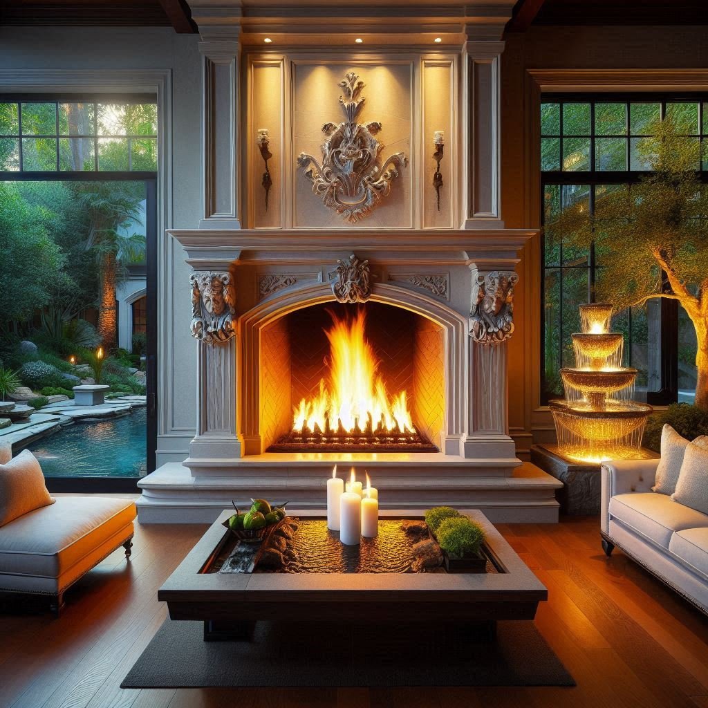 Fireplace + Water Feature Combo patio