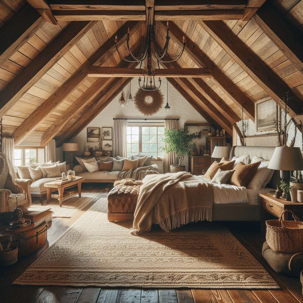 Rustic Attic Bedroom with Earthy Tones