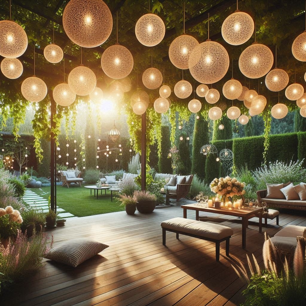 Hanging Globe Lights garden
