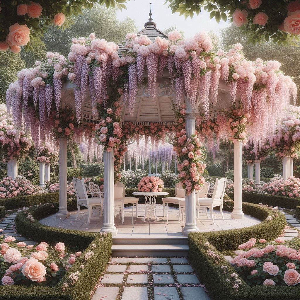 Garden Gazebo with Climbing Flowers patio