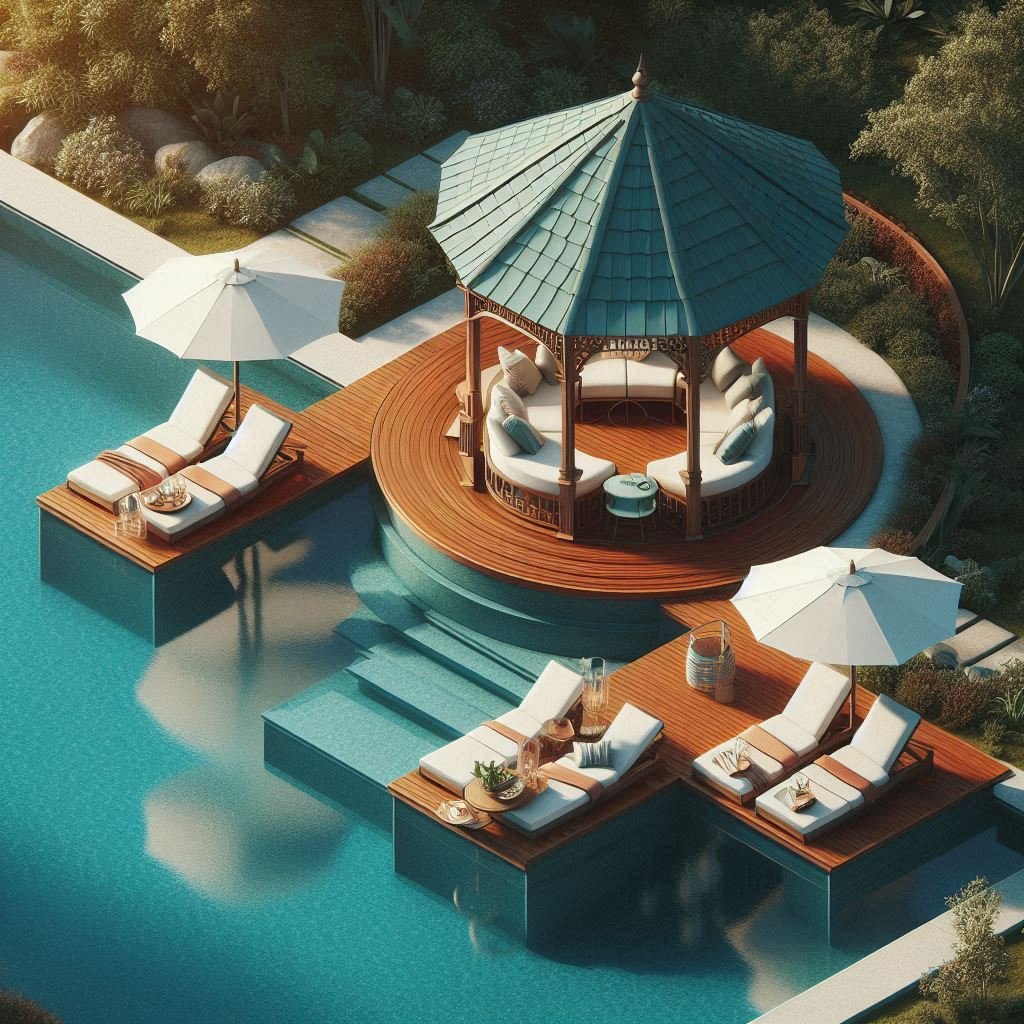 Poolside Gazebo with Lounge patio