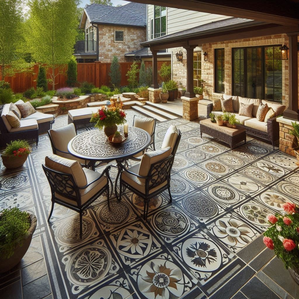 Faux Stone or Stenciled Flooring patio