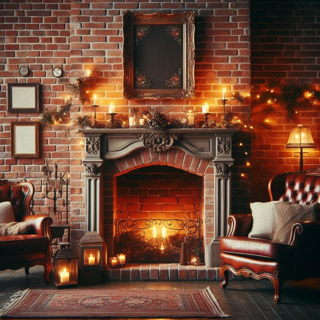Brick Fireplace With Vintage Charm patio