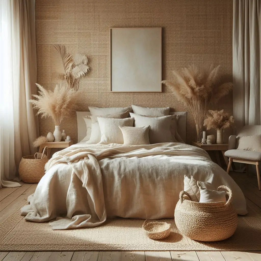 Organic Grasscloth Wallpaper for Earthy Bedrooms