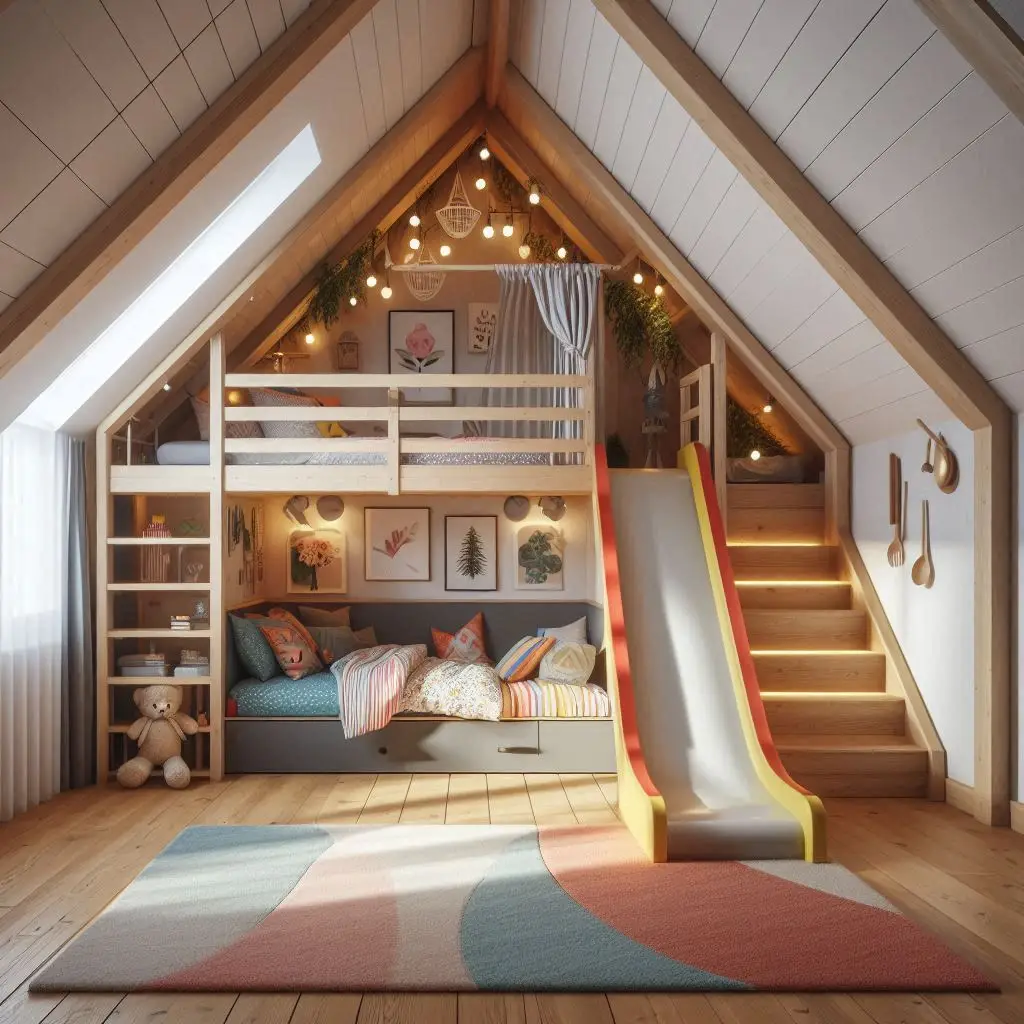 Install a Built-in Slide for Active Play in the Attic