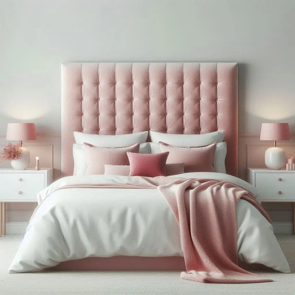 Blush Headboard with Neutral Walls