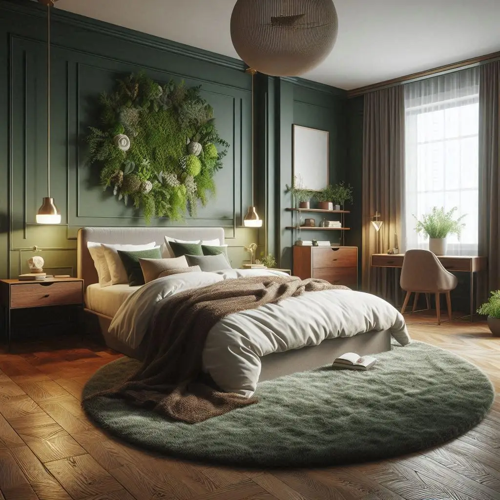 Cozy Moss Green Bedroom Wall
