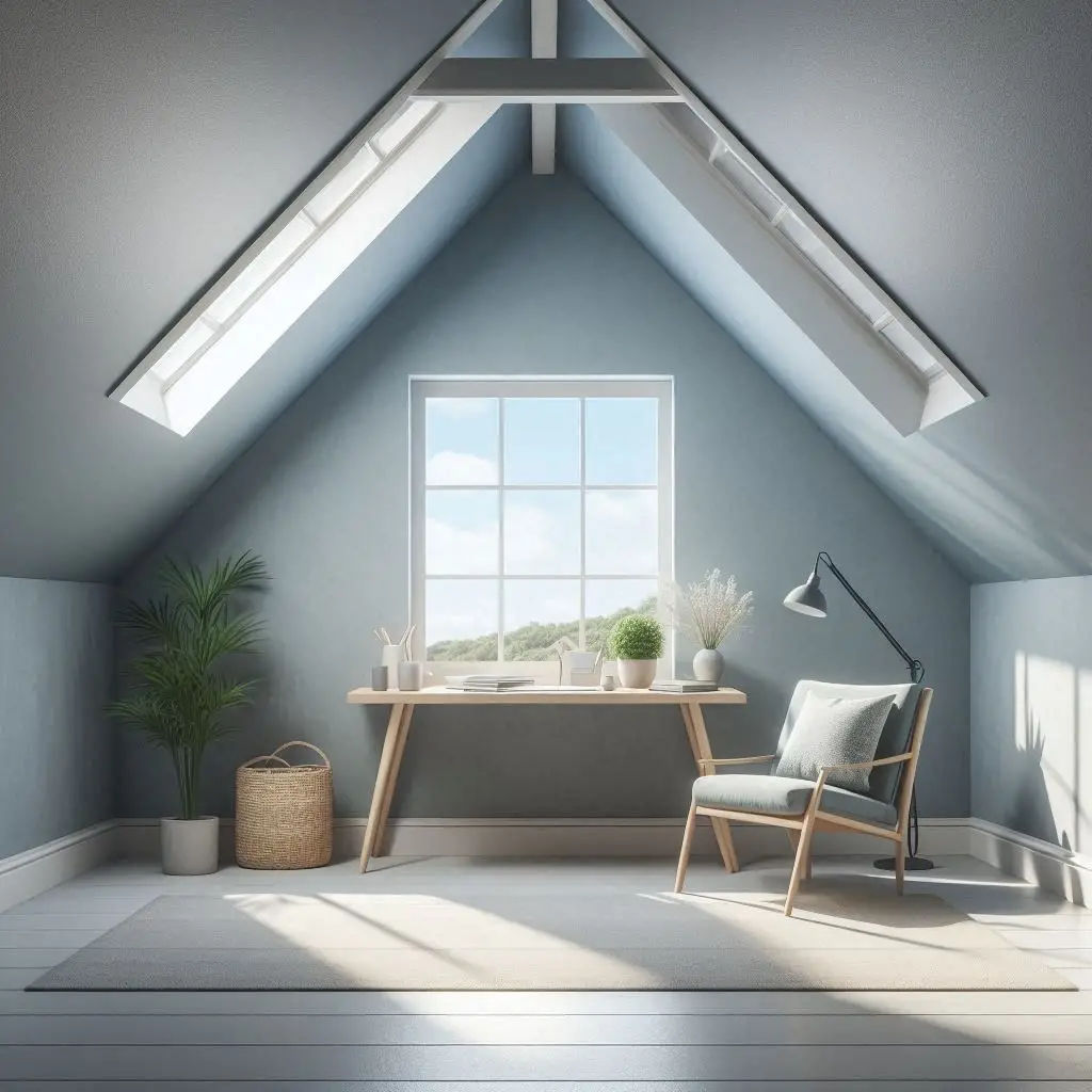 Sky Blue & Cool Grey Attic Ceiling for Calm Focus