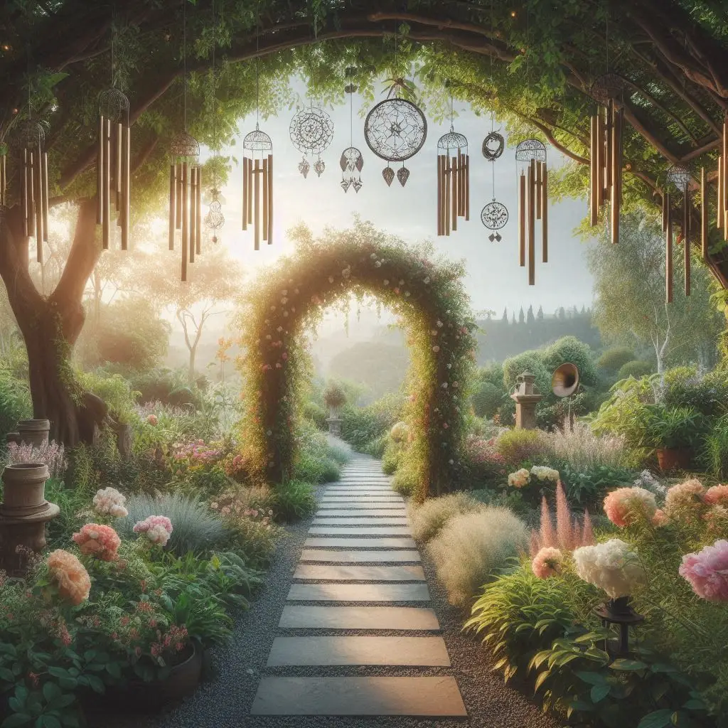 Garden Arch with Wind Chimes