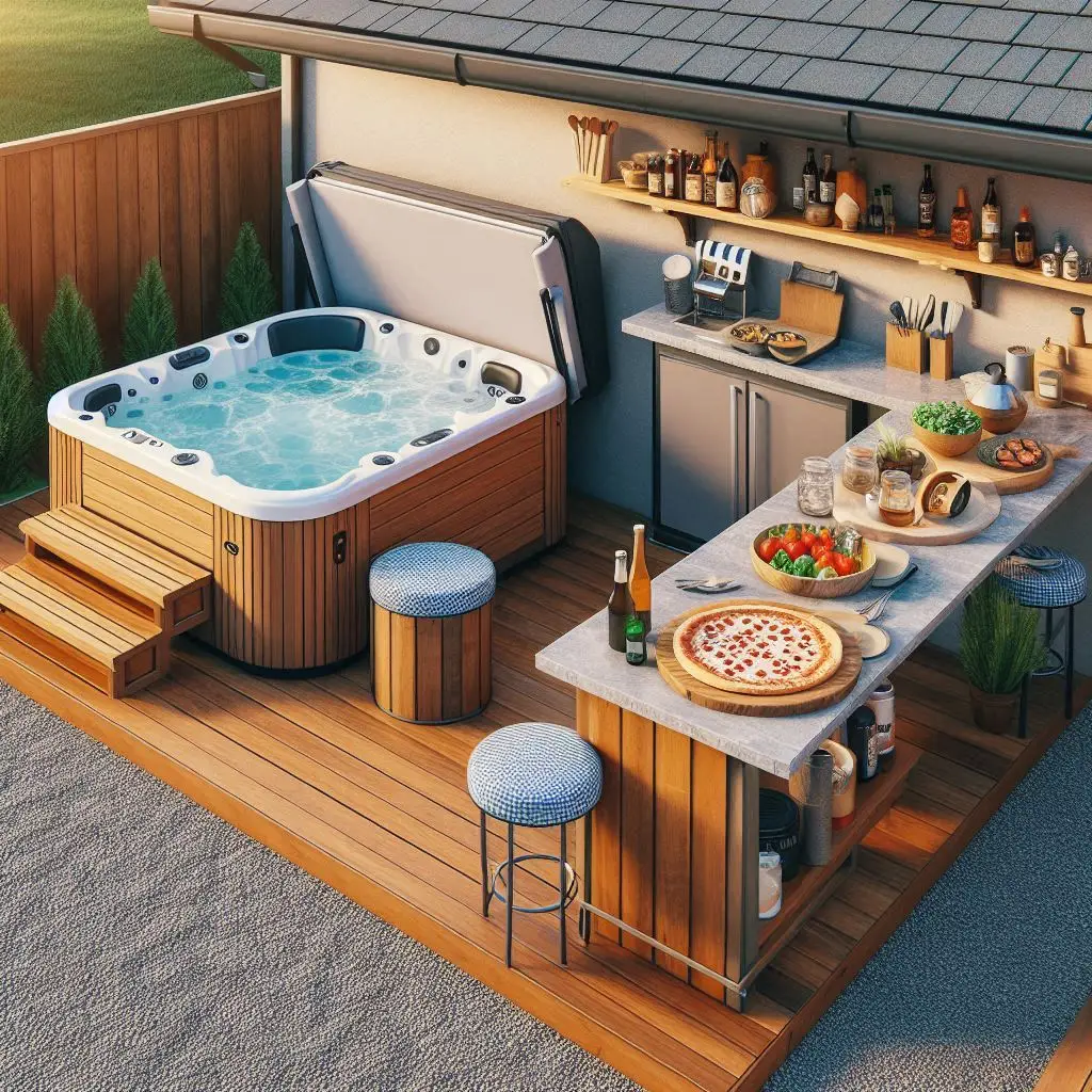 Outdoor Kitchen + Hot Tub Entertainment Zone patio
