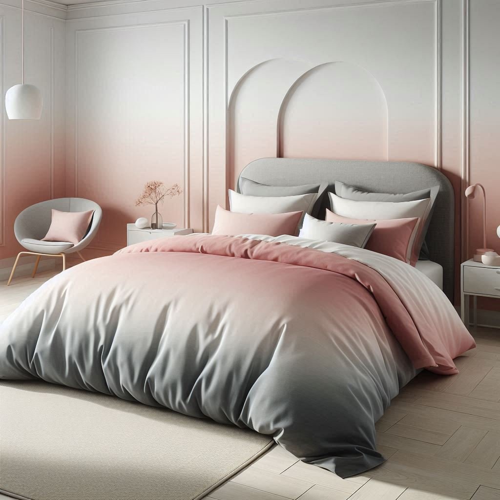 Ombre Bedding in Pink-Grey Shades
