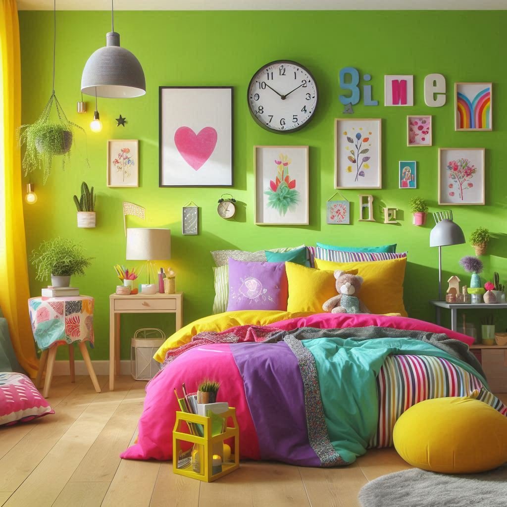 Lime Green Wall for Teen Bedroom