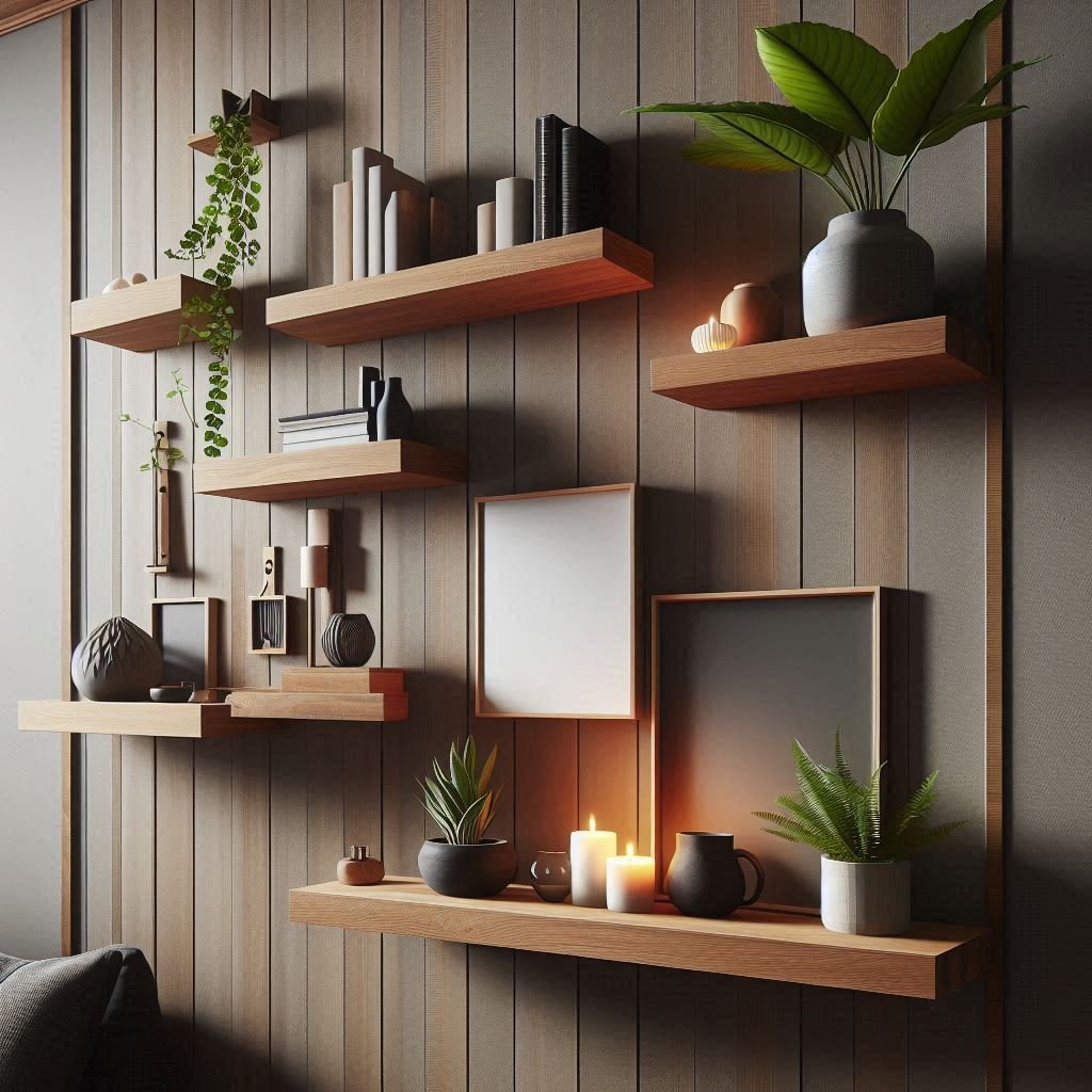 Floating Wooden Shelves wall