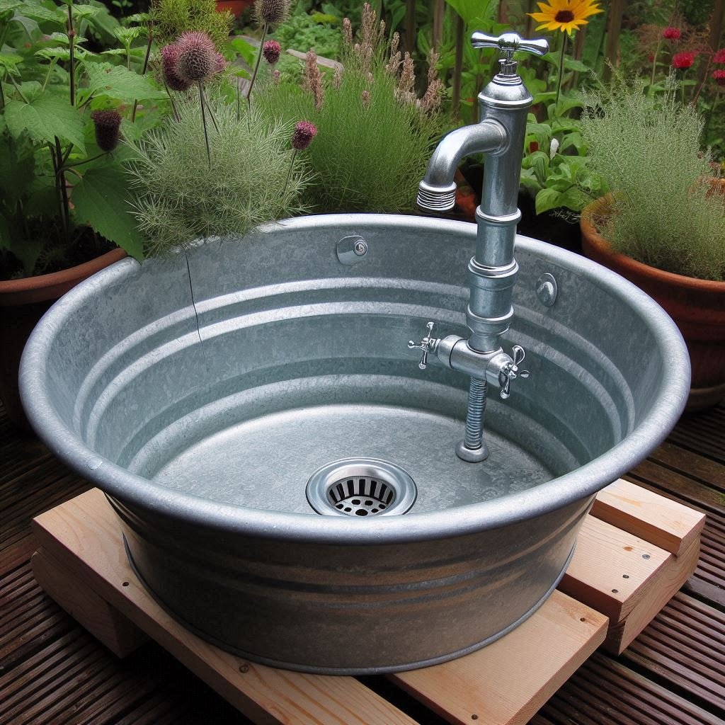 Repurposed Metal Tub Sink