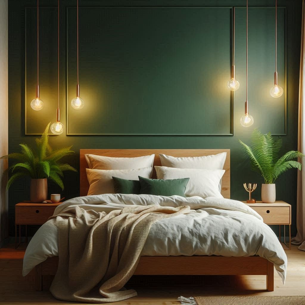 Forest Green Accent Wall Bedroom