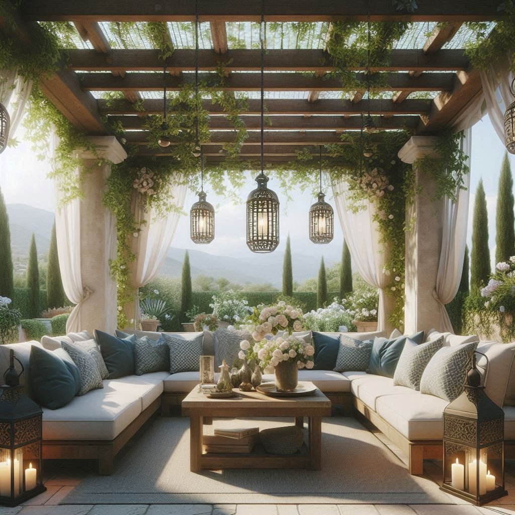 Pergola-Covered Seating patio