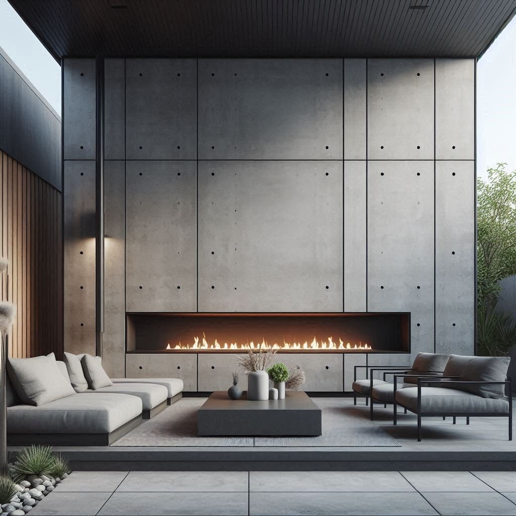 Modern Minimalist Fireplace Wall patio
