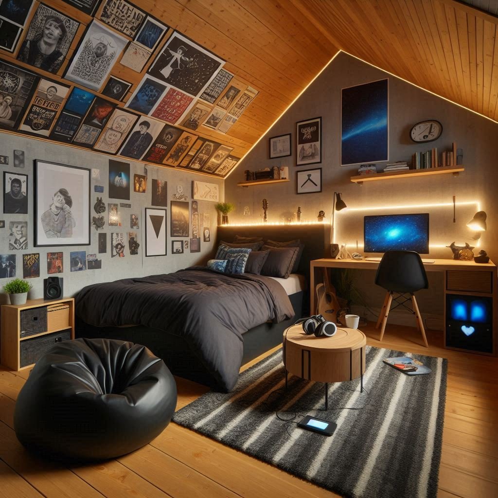 Teen boy bedroom with zones