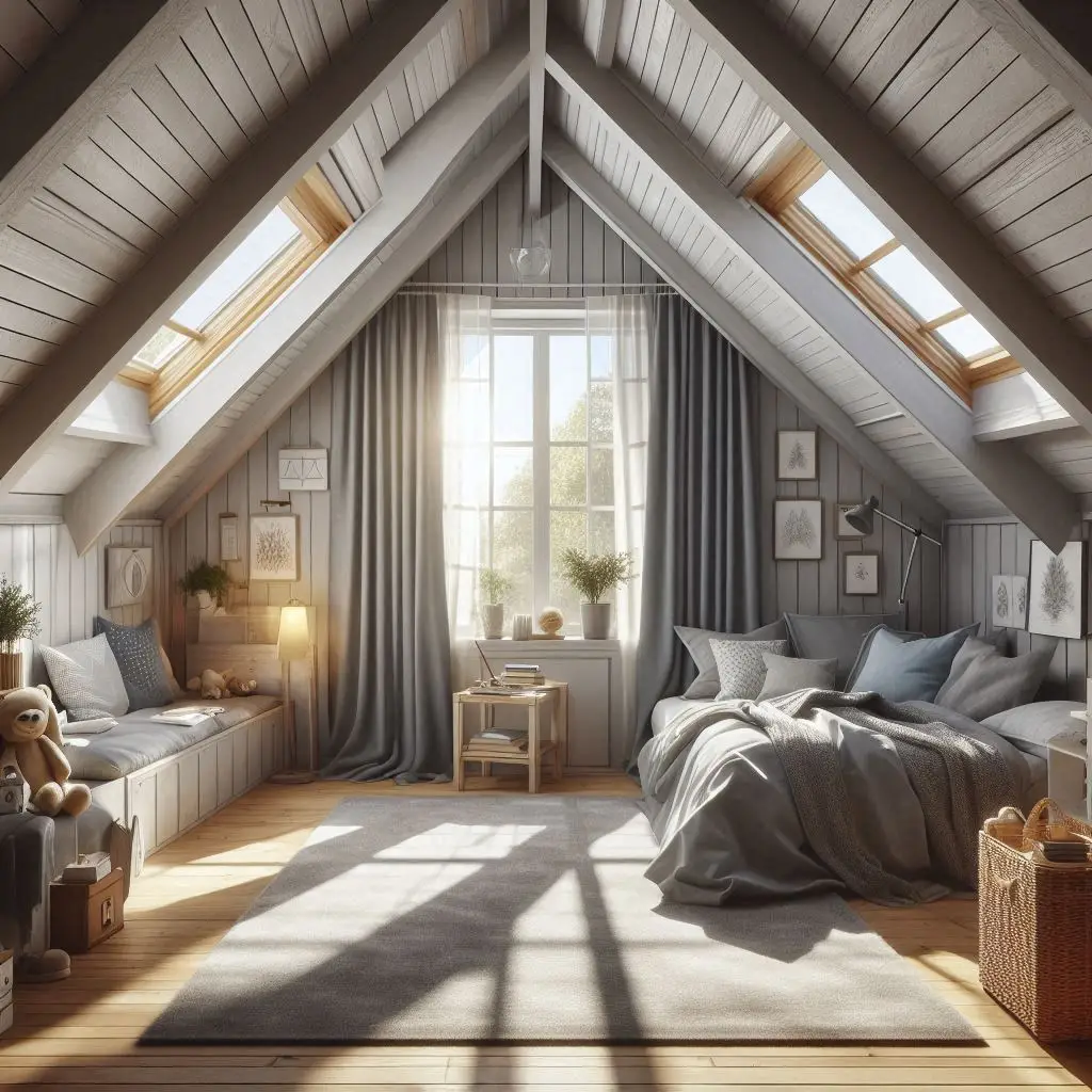 Bright Skylight in Teen Boy Attic Room