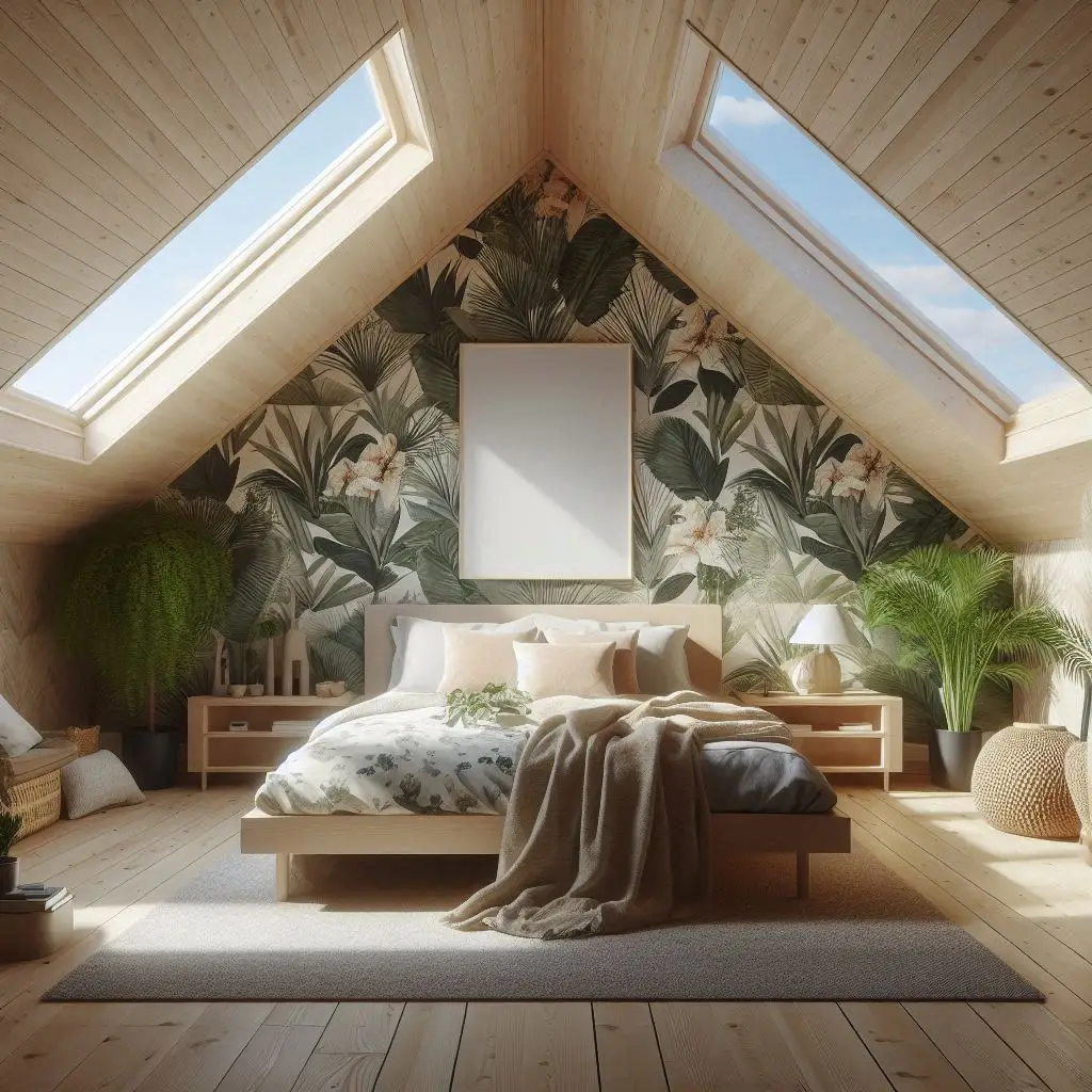 Statement wallpaper attic room