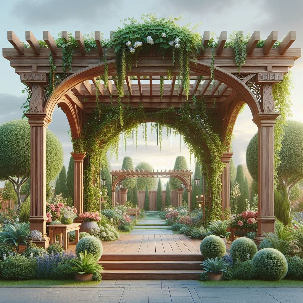 Wooden Pergola-Style Arch
