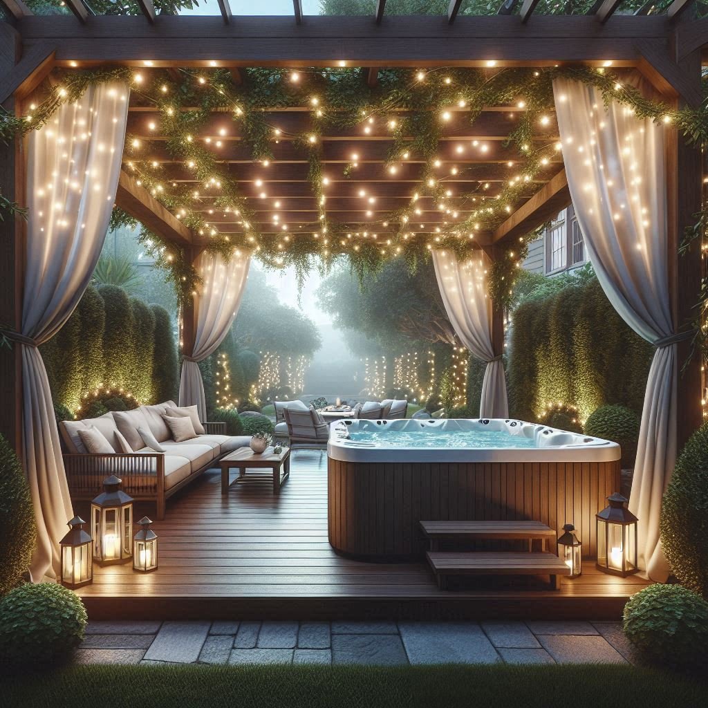 Covered Pergola with Hanging Lights