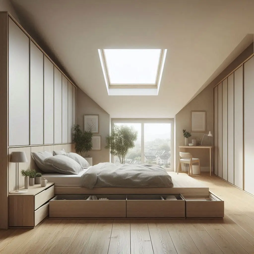 "Stylish Attic Storage Bed & Wardrobe Combo for Small Spaces"