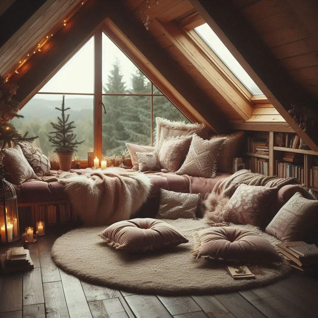 Dreamy Reading Nook by the Attic Window