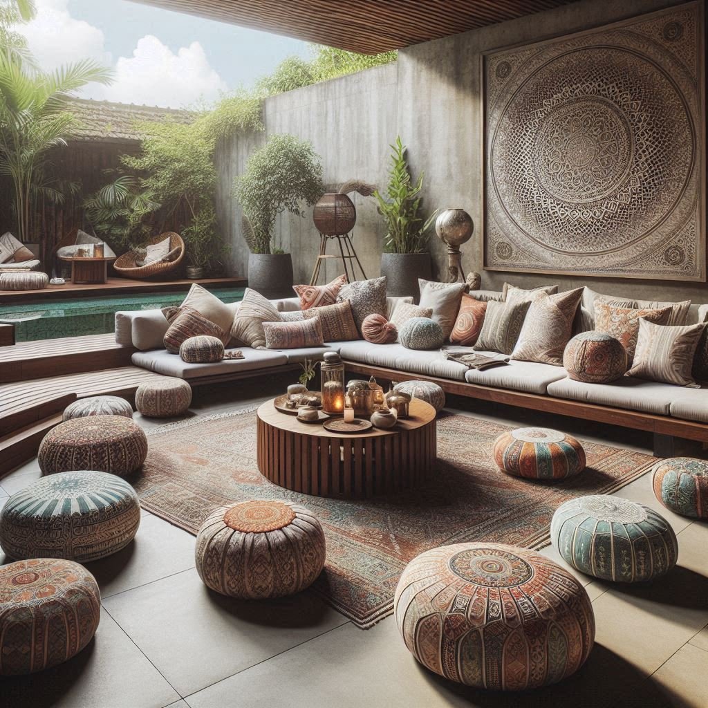 Low Seating with Floor Cushions patio