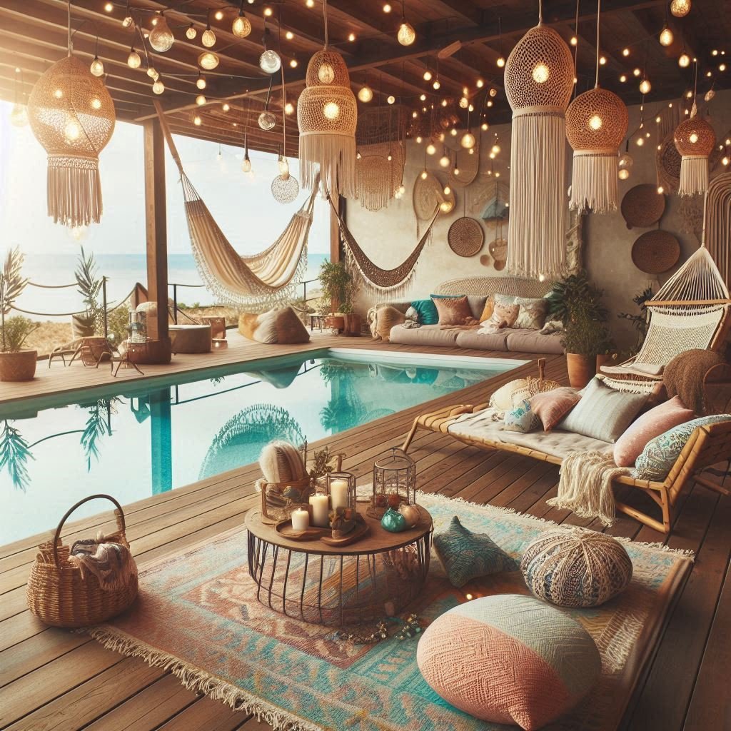 Boho-Chic Pool Lounge patio