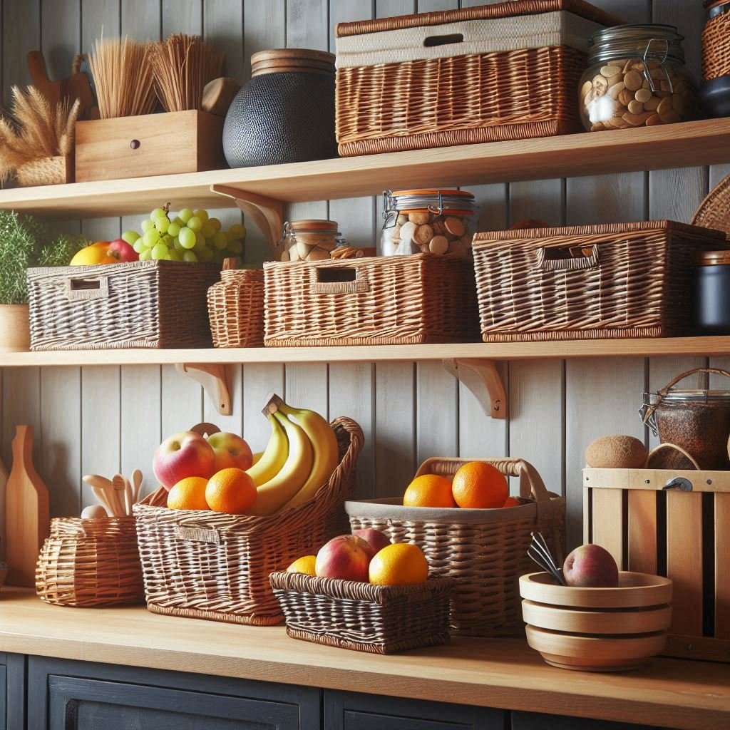 Use Wicker Baskets or Wooden Crates