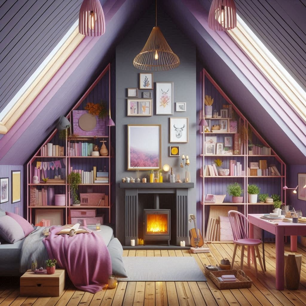 Decorative Shelving in Attic Girl’s Room