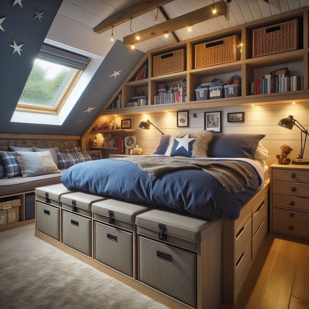 Under-bed storage in small attic