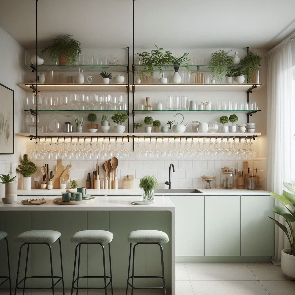 Under-Shelf Hanging Glass Storage

