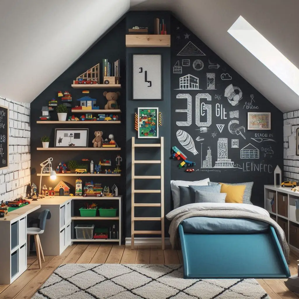 Boys’ Attic Bedroom With Fun & Playful Features
