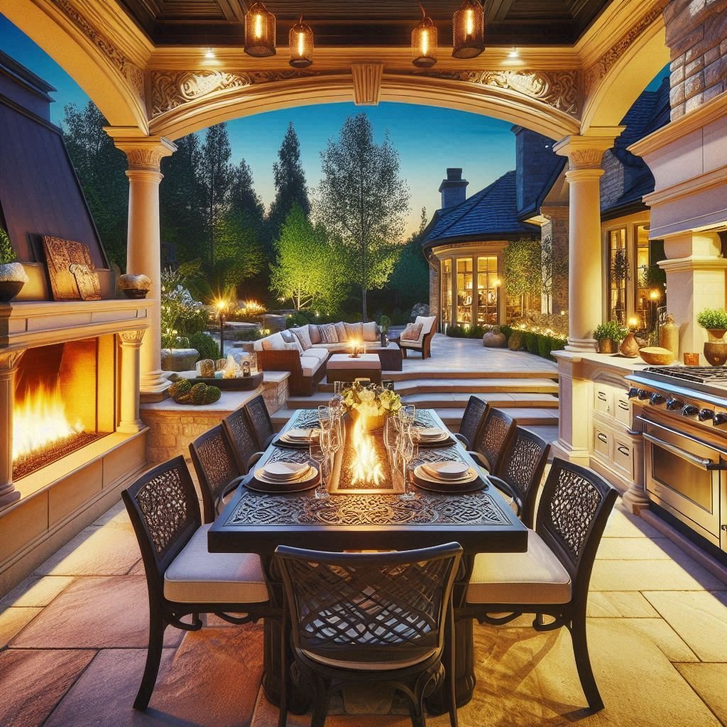 Luxury Outdoor Dining with Fireplace
patio