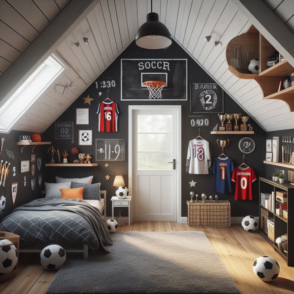 Score With Sporty Boys’ Attic Bedroom Ideas
