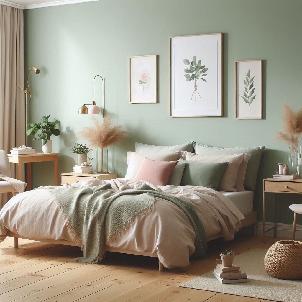 Soft Pastel Green Wall Bedroom