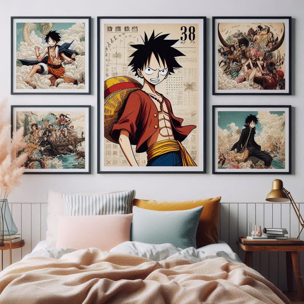 Stylish anime character frames arranged in a wall grid