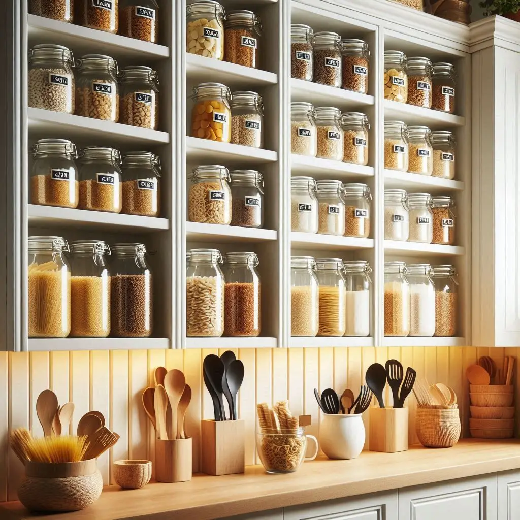 Matching Glass Canisters for Pantry Staples