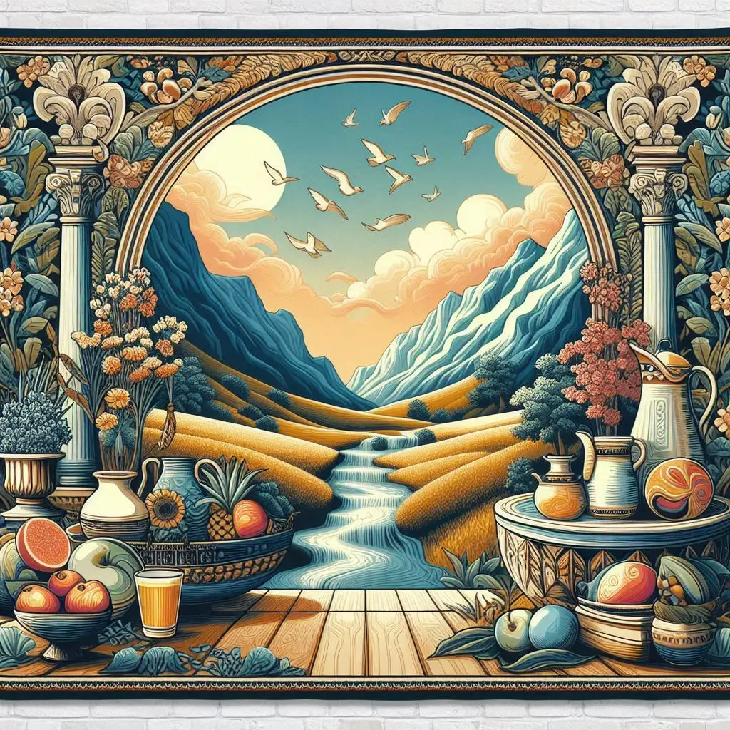Tapestry with Modern Prints wall