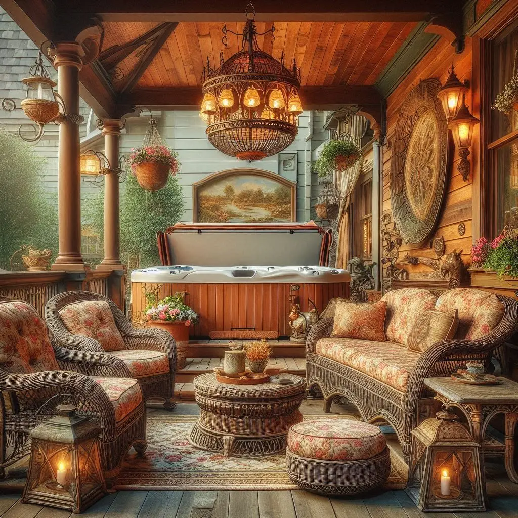  Vintage Patio with Wicker Furniture
Use vintage-style furniture like wicker 